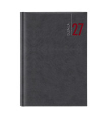 Agenda giornaliera 2027 - copertina in carta imbottita - 17 x 24 cm - nero