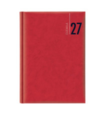 Agenda giornaliera 2027 - copertina in carta imbottita - 17 x 24 cm - rosso