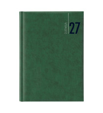 Agenda giornaliera 2027 - copertina in carta imbottita - 17 x 24 cm - verde