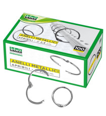 Anelli metallici - 2 cm - per rilegatura - Lebez - conf. 100 pezzi