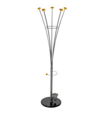 Appendiabiti - con portaombrelli - 5 pomelli - 188 x 38 cm - argento - Alco