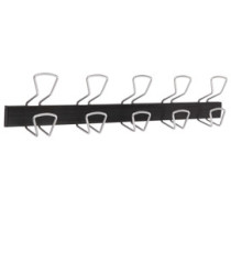 Appendiabiti da muro - 5 posti - 76 x 7,2 x 16 cm - metallo/ABS - nero/grigio metallizzato - Alba