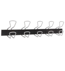 Appendiabiti da muro - 5 posti - 76 x 7,2 x 16 cm - metallo/ABS - nero/grigio metallizzato - Alba