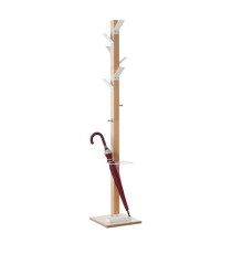 Appendiabiti Easycloth - con portaombrelli - 6 posti - 35 x 35 x 180 cm - legno/bianco - Paperflow