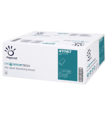 Asciugamani piegati a V Dissolve Tech - 2 veli - 20 gr - 24 x 21 cm - goffratura a onda - bianco - Papernet - conf. 250