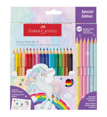 Astuccio 18 matite Colour Grip + 6 matite Sparkle - colori assortiti - Faber-Castell