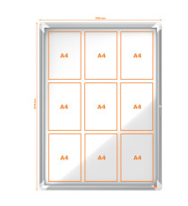 Bacheca per esterni - fondo magnetico bianco - 9 fogli A4 - verticale - Nobo