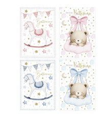 Biglietto Battesimo - con glitter - fantasie assortite - Rex Sadoch