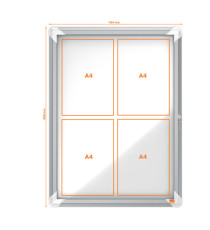 Bacheca per interni - fondo magnetico bianco - 4 fogli A4 - verticale - Nobo