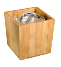 Barattolo portarifiuti da tavola - 11 x 11 x 11 cm - bamboo - Leone