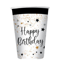 Bicchiere Happy Birthday - 200 ml - carta - Big Party - conf. 8 pezzi