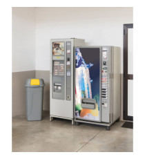 Bidone mobile Push - con coperchio - 49x54x95 cm - 100 L - grigio/giallo - Mobil Plastic