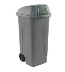 Bidone mobile Push - con coperchio - 49x54x95 cm - 100 L - grigio/verde - Mobil Plastic