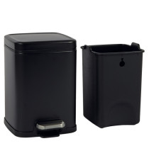 Bidone Pico - con pedale e vaschetta - 6 L - nero satinato - Perfetto