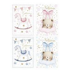 Biglietto Battesimo - con glitter - fantasie assortite - Rex Sadoch