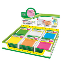 Blocchetto notes adesivo - 75 x 75 mm - colori traslucidi assortiti - Lebez - Box 72 blocchetti