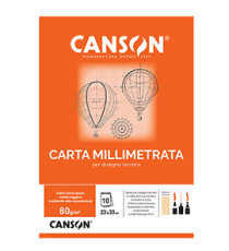 Blocco carta opaca millimetrata - 23 x 33 cm - 10 fogli - 80gr - Canson