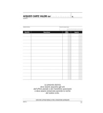 Blocco distinta acquisto carte valori - 50/50 copie autoricalcanti - 21,5 x 14,8 cm -DU1649C0000 - Data Ufficio