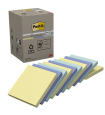 Blocco foglietti Post-it - 654-RCP10 - 76 x 76 mm - carta riciclata - colori pastel - 100 fogli - Post-it - conf. 10 pez