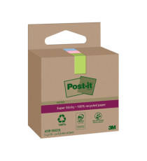 Blocco foglietti Post-it SuperSticky Green - 622R-SS3COL - 47,6 x 47,6 mm - carta riciclata - colori pastello assortiti