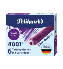 Cartucce inchiostro 4001 (TP/6) - lunghezza 39mm - viola - Pelikan - scatola 6 cartucce