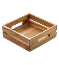 Cassetta per alimenti - 20 x 20 x 7 cm - legno di acacia - Leone