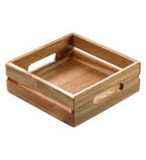 Cassetta per alimenti - 20 x 20 x 7 cm - legno di acacia - Leone