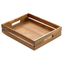 Cassetta per alimenti - 32,5 x 26,5 x 7 cm - legno di acacia - Leone