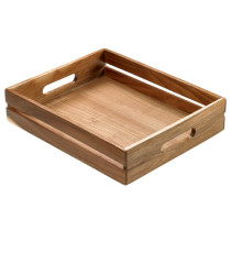 Cassetta per alimenti - 32,5 x 26,5 x 7 cm - legno di acacia - Leone