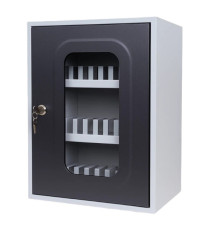 Cassetta portacellulare con anta trasparente - 30 posti - 30 x 23 x 40 cm - grigio - Metalplus