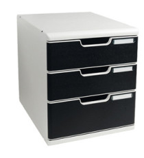 Cassettiera Modulo A4 - 28,8 x 32 x 35 cm - 3 cassetti - grigio/nero - Exacompta