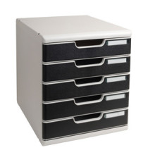 Cassettiera Modulo A4 - 28,8 x 32 x 35 cm - 5 cassetti - grigio/nero - Exacompta
