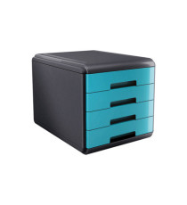 Cassettiera Mydesk - 29,5 x 38,5 x 28,2 cm - 4 cassetti da 4,5 cm - grigio/turchese - Arda