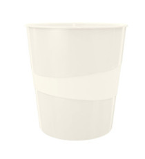 Cestino gettacarte WOW - altezza 32,4 cm - diametro 29 cm - 15 L - bianco metallizzato - Leitz