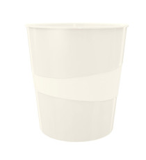 Cestino gettacarte WOW - altezza 32,4 cm - diametro 29 cm - 15 L - bianco metallizzato - Leitz