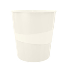Cestino gettacarte WOW - altezza 32,4 cm - diametro 29 cm - 15 L - bianco metallizzato - Leitz