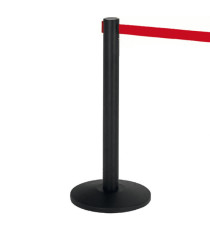 Colonnina segnapercorso Alfa nera - altezza 95 cm - nastro retrattile rosso da 200 cm - Medial