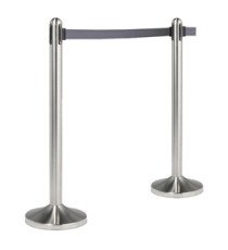 Colonnina segnapercorso cromata - altezza 100 cm - nastro retrattile grigio da 210 cm - Securit