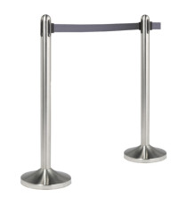 Colonnina segnapercorso cromata - altezza 100 cm - nastro retrattile grigio da 210 cm - Securit