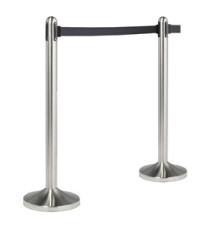 Colonnina segnapercorso cromata - altezza 100 cm - nastro retrattile nero da 210 cm - Securit