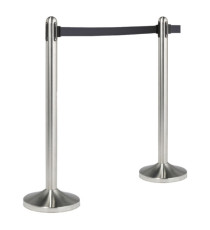 Colonnina segnapercorso cromata - altezza 100 cm - nastro retrattile nero da 210 cm - Securit