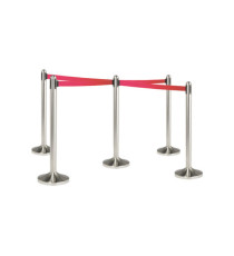Colonnina segnapercorso cromata - altezza 100 cm - nastro retrattile rosso da 210 cm - Securit