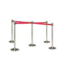 Colonnina segnapercorso cromata - altezza 100 cm - nastro retrattile rosso da 210 cm - Securit