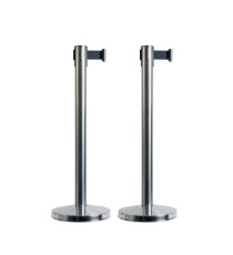 Colonnine segnapercorso Budget Retractable - altezza 88 cm - nastro nero da 210 cm - Securit - set 2 pezzi