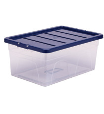 Contenitore multiuso Bankers Box - 37 x 56 x 25 cm - 38 L - PP - con coperchio blu - trasparente - Fellowes