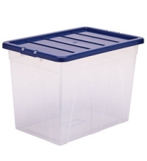 Contenitore multiuso Bankers Box - 38 x 56 x 41 cm - 64 L - PP - con coperchio blu - trasparente - Fellowes