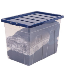 Contenitore multiuso Bankers Box - 38 x 56 x 41 cm - 64 L - PP - con coperchio blu - trasparente - Fellowes