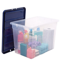 Contenitore multiuso Bankers Box - 38 x 56 x 41 cm - 64 L - PP - con coperchio blu - trasparente - Fellowes