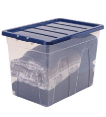 Contenitore multiuso Bankers Box - 38 x 56 x 41 cm - 64 L - PP - con coperchio blu - trasparente - Fellowes