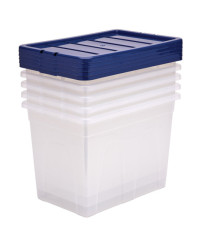 Contenitore multiuso Bankers Box - 38 x 56 x 41 cm - 64 L - PP - con coperchio blu - trasparente - Fellowes